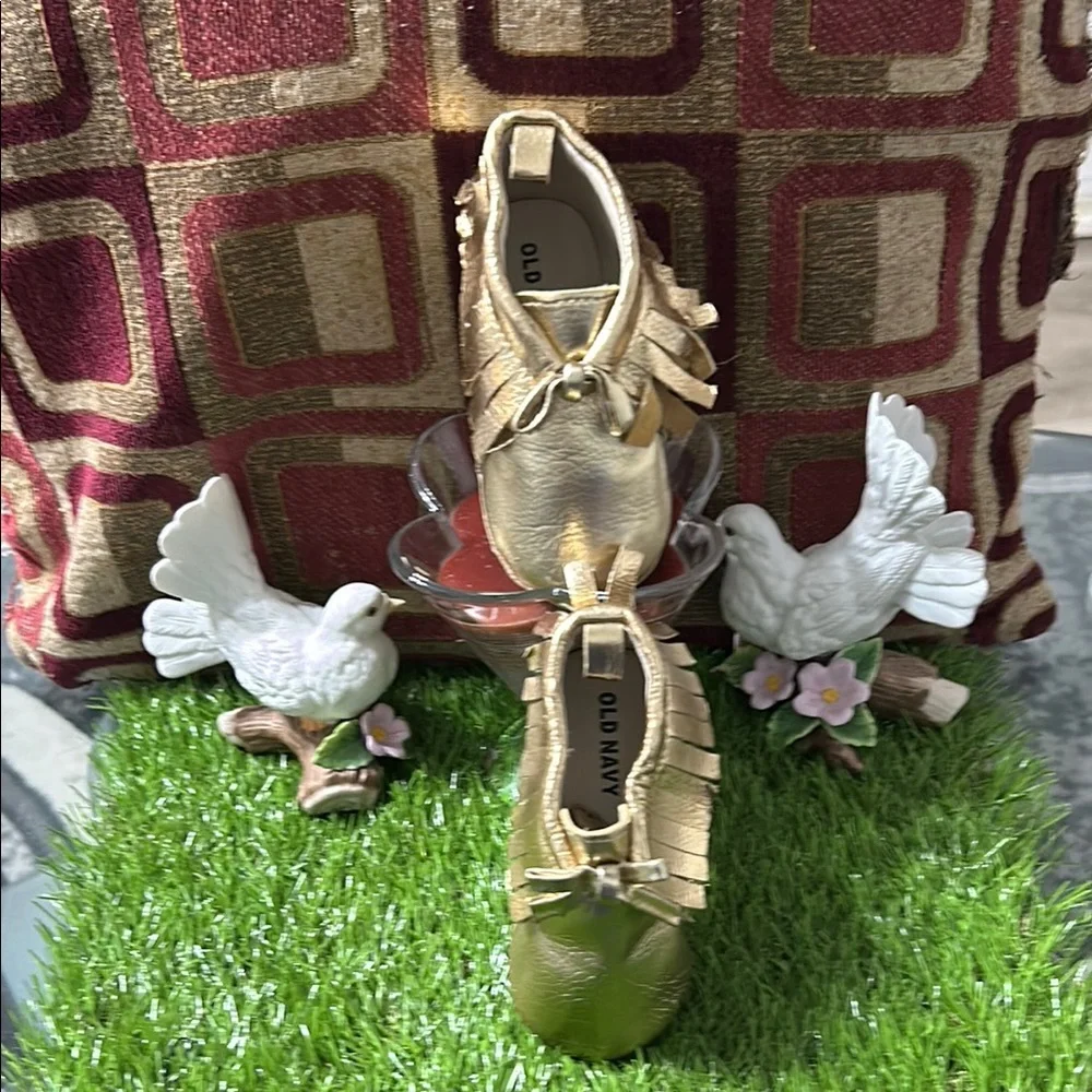 Old Navy Gold Moccasins with Decorative Bow